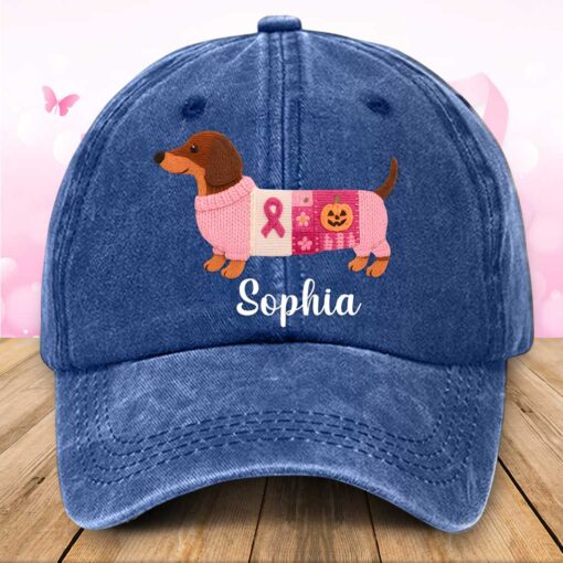 Personalized Dog Breast Cancer Dnim Hat UKTZ5280802 - Image 4