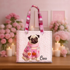 Custom Pug Dog Quilt Tote Bag THHH5290801