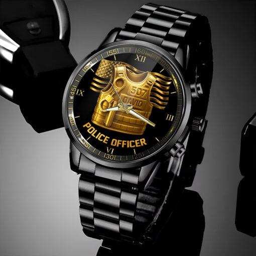 Personalized Police Business Watch, Custom Your Name And Badge Number, Watch For Policeman, Police Gifts UKTO5020802 - Image 4