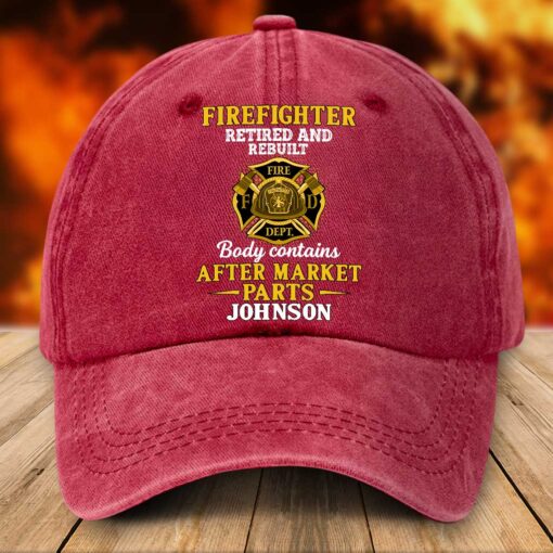 Personalized Firefighter Distressed Washed Cotton Printed Hat UKTZ5080802 - Image 2