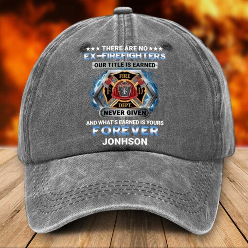 Personalized Firefighter Distressed Washed Cotton Printed Hat UKTZ5080801 - Image 3