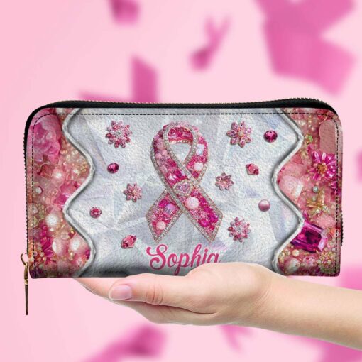 Personalized Breast Cancer Leather Handbag, Wallet QFTD5140802 - Image 4