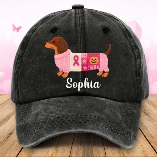 Personalized Dog Breast Cancer Dnim Hat UKTZ5280802 - Image 2