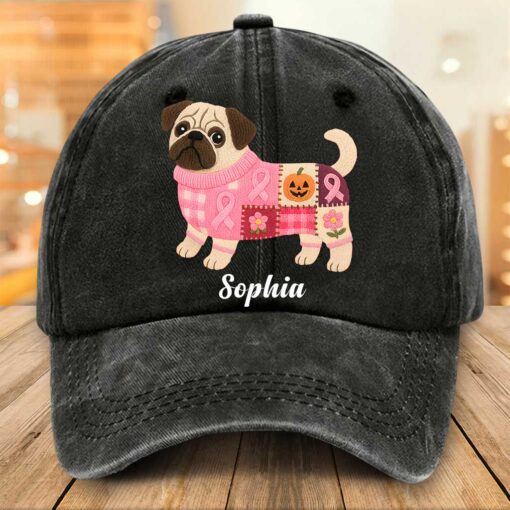 Personalized Dog Breast Cancer Dnim Hat UKTZ5280801 - Image 2