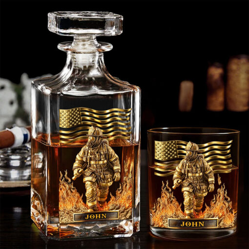 Personalized Firefighter Whiskey Decanter Set UKTO5040801