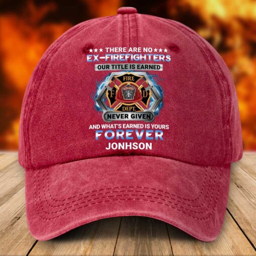 Personalized Firefighter Distressed Washed Cotton Printed Hat UKTZ5080801 - Image 2