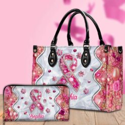 Personalized Breast Cancer Leather Handbag, Wallet QFTD5140802