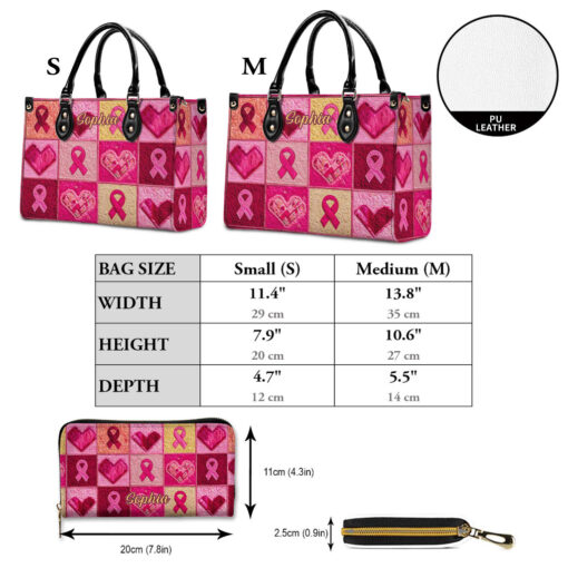 Custom Breast Cancer Leather PU Handbag UKHA5160803 - Image 5