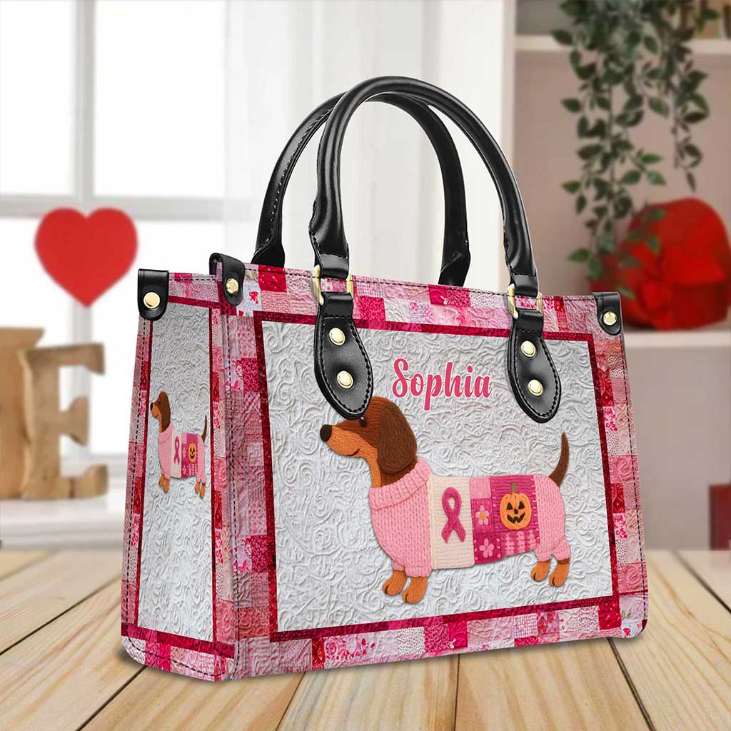 Personalized Dog Breast Cancer Leather Handbag UKTZ5280804 - Image 4