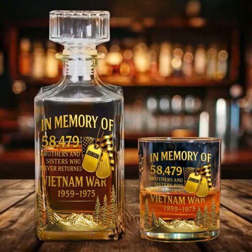 Personalized Vietnam Veteran Whiskey Glass & Bottle QFTD5060801 - Image 2