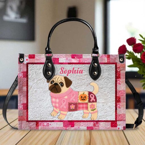 Personalized Dog Breast Cancer Leather Handbag UKTZ5280803 - Image 2