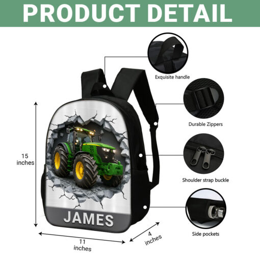 Personalized Tractor Back To School Backpack, School Bag For Kid UKTZ5020801 - Image 7