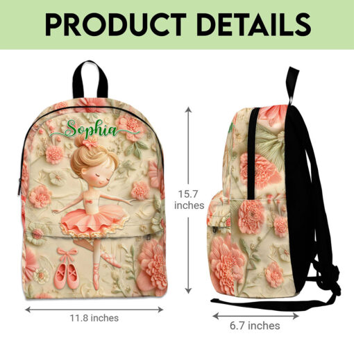 Personalized Ballet Back To School Backpack, School Bag For Kid UKPY5080803 - Image 6