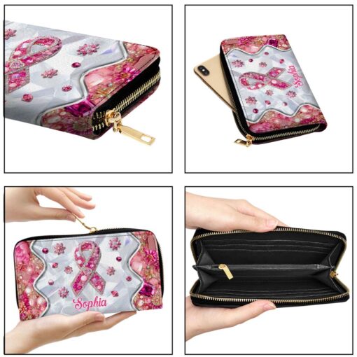 Personalized Breast Cancer Leather Handbag, Wallet QFTD5140802 - Image 6