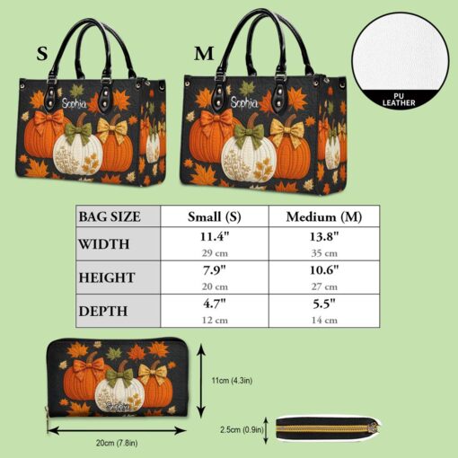 Custom Pumpkin Halloween Leather PU Handbag UKHM5290805 - Image 8
