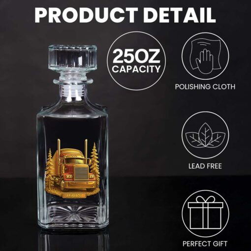 Custom Truck Whiskey Decanter Set, Gift For Truck Drivers UKHM5270801 - Image 6