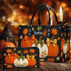 Custom Pumpkin Halloween Leather PU Handbag UKHM5290805