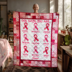 Custom Breast Cancer God Says You Are Quilt Blanket THTO5120802
