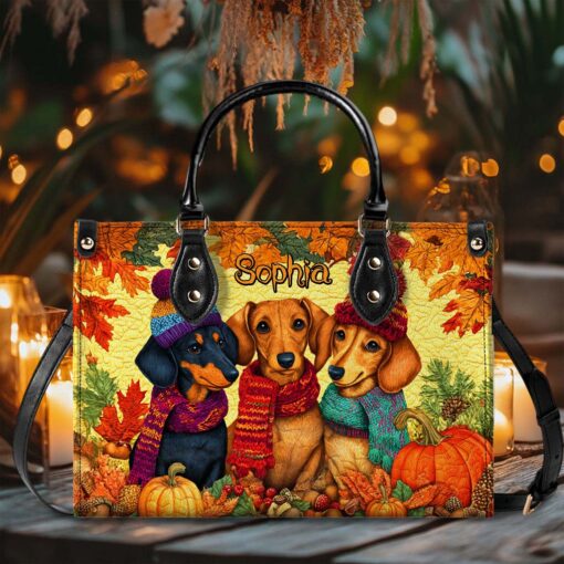 Custom Dachshund Halloween Leather Handbag And Wallet UKHM5090902 - Image 2