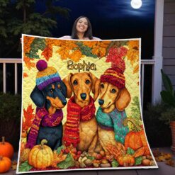Custom Dachshund Halloween Quilted Blanket UKHM5090903