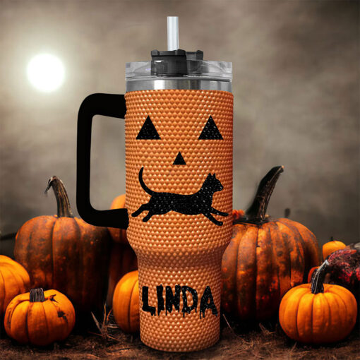 Custom Black Cat Halloween Spooky Rhinestone 40 Oz Tumbler UKTO5100901 - Image 2