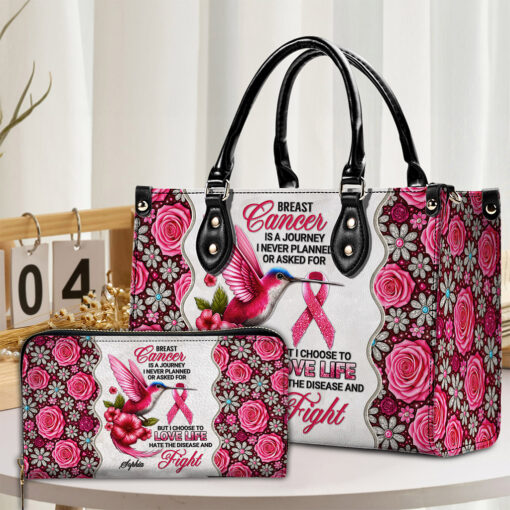 Custom Breast Cancer Awarenes Leather PU Handbag UKNT5050909