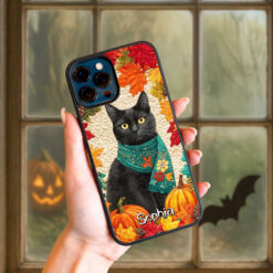Custom Black Cat Halloween Phone Case UKHH5110901