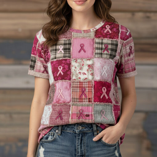 Breast Cancer Patchwork Shirt NPNT5130902 - Image 2