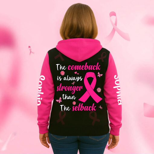 Custom Name Breast Cancer 3D Zip Hoodie UKHA5190902 - Image 3