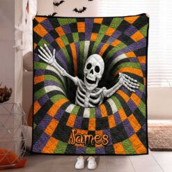 Custom Skeleton Halloween Quilted Blanket UKND5011003