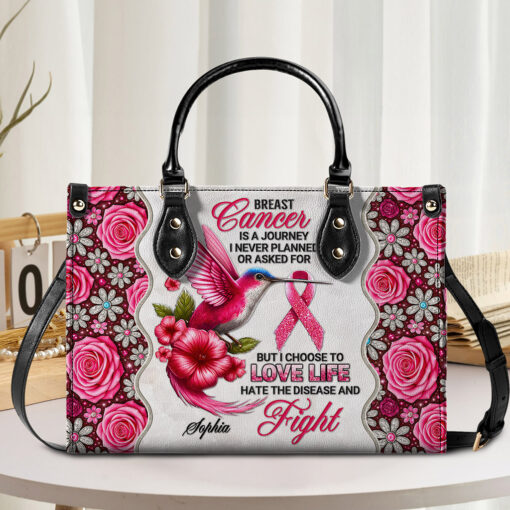Custom Breast Cancer Awarenes Leather PU Handbag UKNT5050909 - Image 2