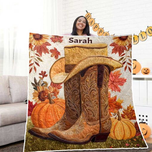 Custom Cowgirl Halloween Quilt Blanket UKND5030902 - Image 3