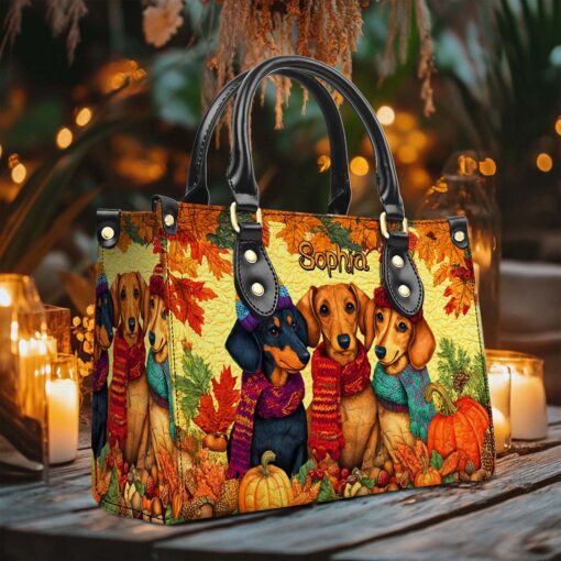 Custom Dachshund Halloween Leather Handbag And Wallet UKHM5090902 - Image 4