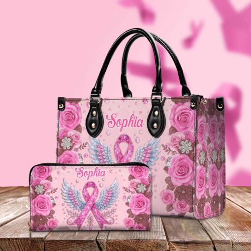 Custom Breast Cancer Leather Handbag UKTD5110902 - Image 5
