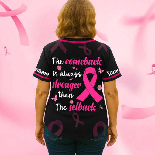 Personalized Name Breast Cancer Baseball Jersey UKHA5150901 - Image 3