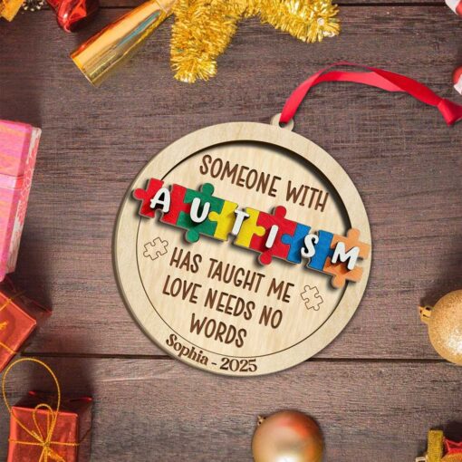 Custom Autism Wood 2 Layers Ornament THTD5180902 - Image 3