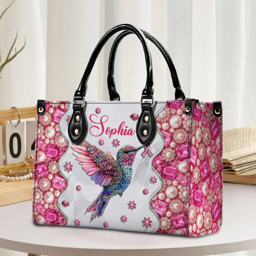 Custom Breast Cancer Awareness Leather PU Handbag UKNT5080901 - Image 4