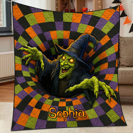 Custom Witch Halloween Quilted Blanket UKTZ5290901 - Image 2
