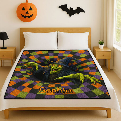 Custom Witch Halloween Quilted Blanket UKTZ5290901 - Image 3