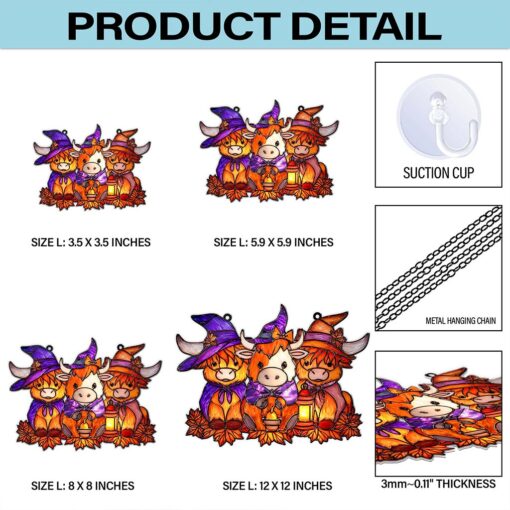 Highland Cows Halloween  Acrylic Window Hangings Suncatcher UKHA5130901 - Image 3