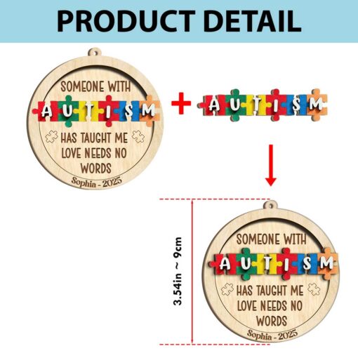 Custom Autism Wood 2 Layers Ornament THTD5180902 - Image 4