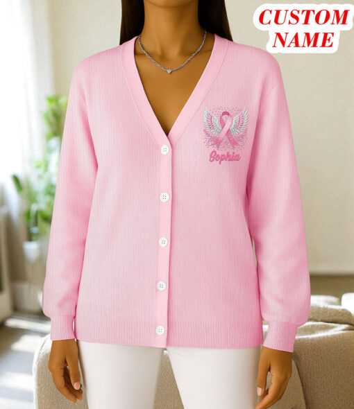 Custom Breast Cancer Knitted Cardigan UKTO5300902 - Image 2