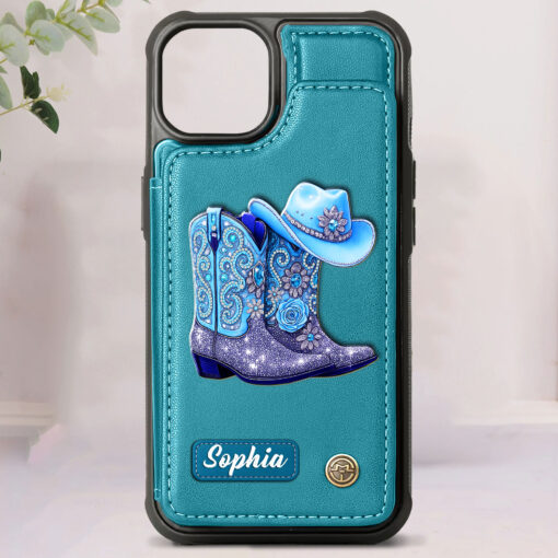 Custom Cowgirl Leather Flip Wallet Phone Case UKHH5300802 - Image 4