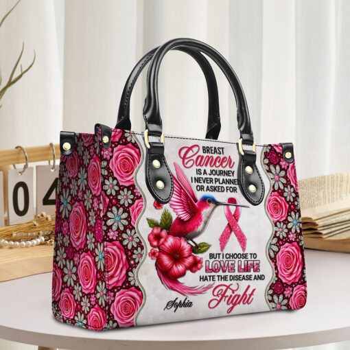 Custom Breast Cancer Awarenes Leather PU Handbag UKNT5050909 - Image 5