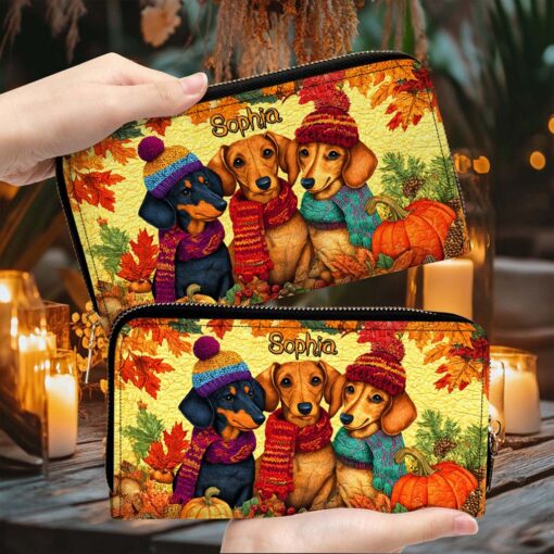 Custom Dachshund Halloween Leather Handbag And Wallet UKHM5090902 - Image 5