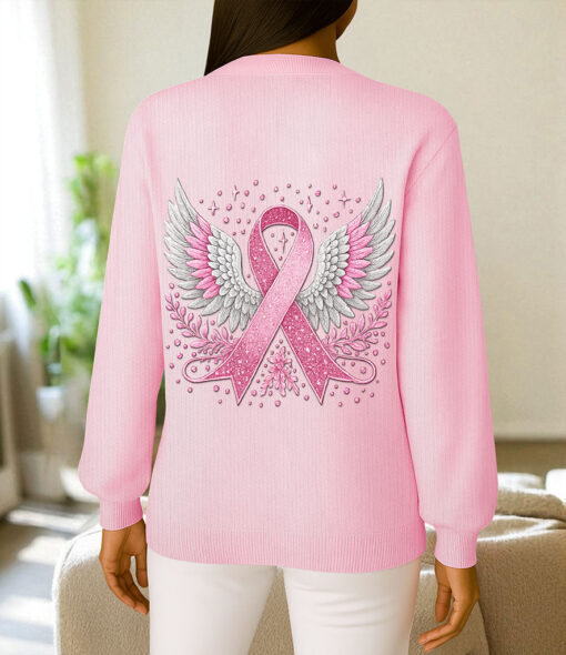 Custom Breast Cancer Knitted Cardigan UKTO5300902 - Image 3