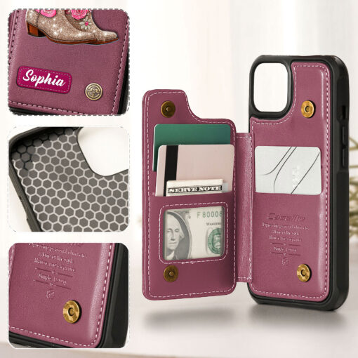 Custom Cowgirl Leather Flip Wallet Phone Case UKHH5300802 - Image 6