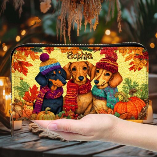 Custom Dachshund Halloween Leather Handbag And Wallet UKHM5090902 - Image 6