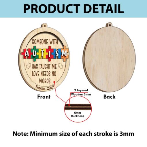 Custom Autism Wood 2 Layers Ornament THTD5180902 - Image 5