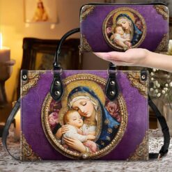 Virgin Mary And Baby Jesus PU Leather Handbag Heavenly Grace In Radiant Splendor Bag, Gift For Woman UKND5110902